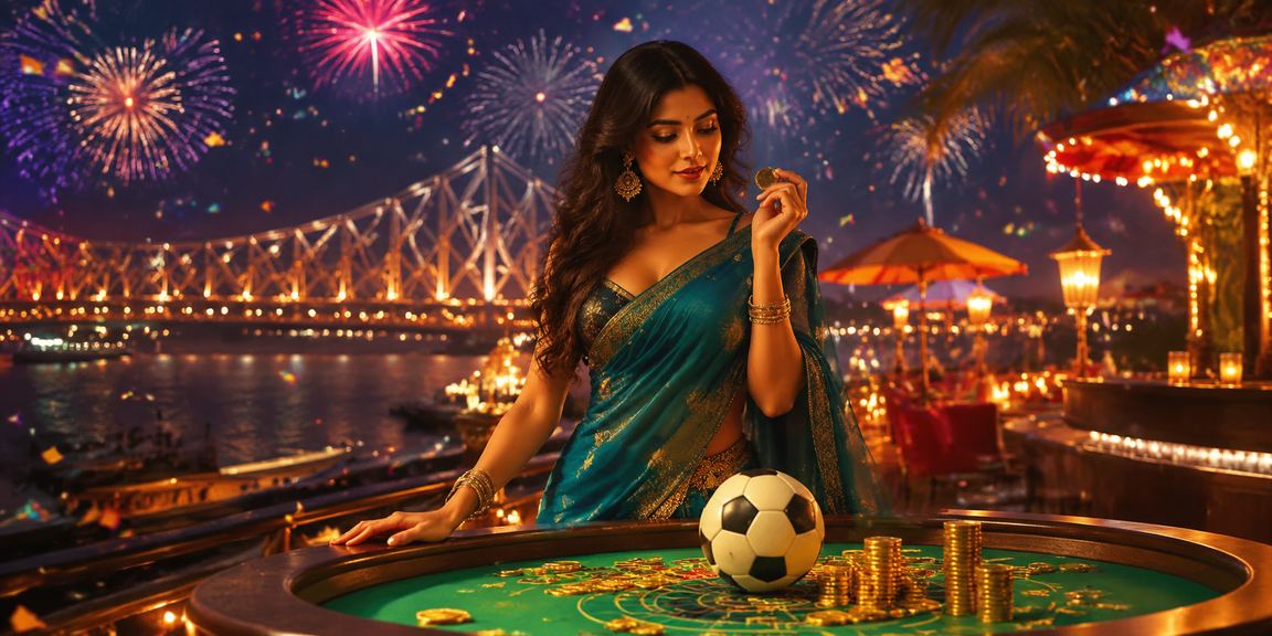 Kolkata football betting festive atmosphere with traditional saree and crowd